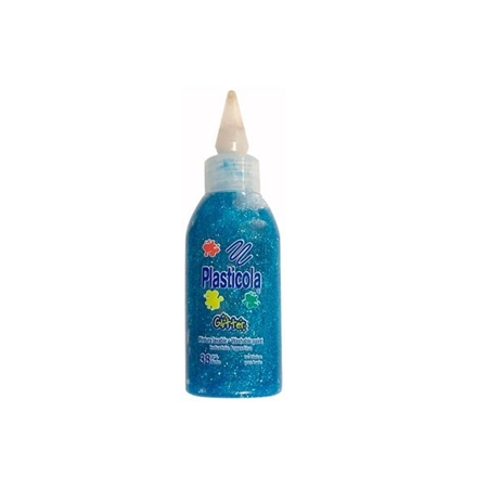 [20209021-2] ADHESIVO COLOR PLASTICOLA GLITTER CELESTE 40 GR