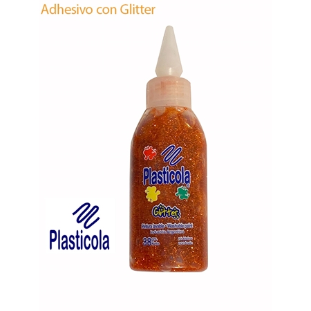 [20209021-4] ADHESIVO COLOR PLASTICOLA GLITTER NARANJA 40 GR