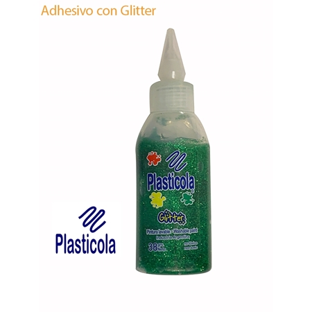 [20209021-3] ADHESIVO COLOR PLASTICOLA GLITTER VERDE 40 GR