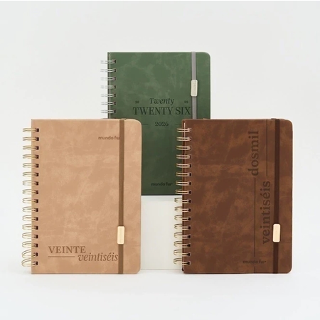 [202054.1] AGENDA FW NEO SEMANAL 15X21 2026 CAMEL / GREEN / MARRON (201966) ESPIRAL