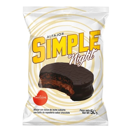 [K0337-013-1] ALFAJOR SIMPLE FANTOCHE SIMPLE NIGTH NEGRO 50 GR