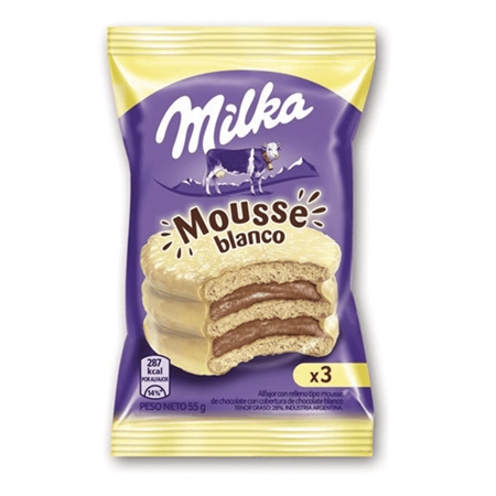 ALFAJOR TRIPLE MILKA MOUSSE BLANCO 55 GR