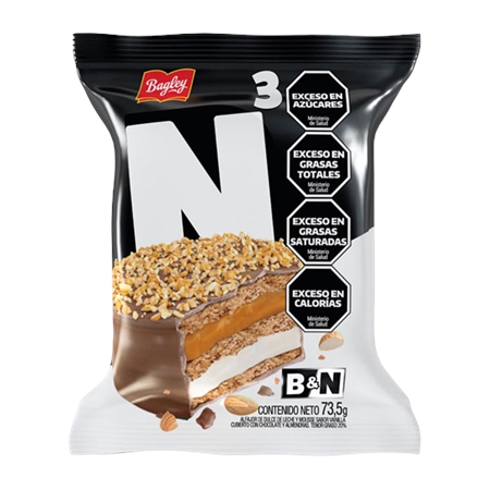 [K033800505] ALFAJOR TRIPLE BAGLEY B&N NEGRO 73 GR