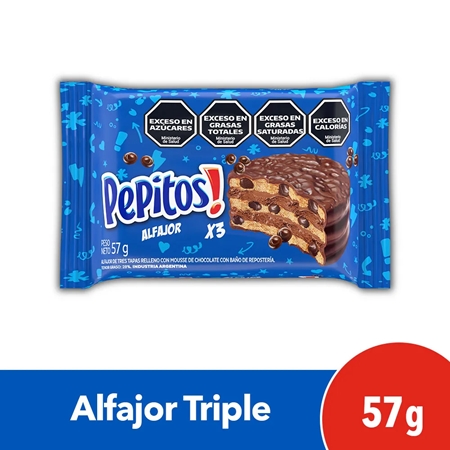 [K0338-018-1] ALFAJOR TRIPLE PEPITOS 57 GR