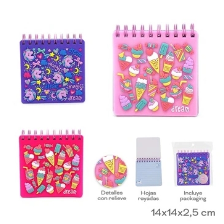 [201987] ANOTADOR DREAM 14X14 CM (340-10/28) GOMA ESPIRAL