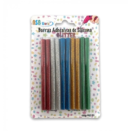BARRITA DE SILICONA ASB WORLD GLITTER FINA 7 MM X 10 CM 10 UNID.