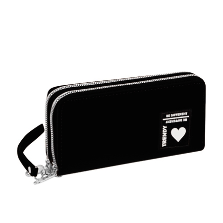 [87785.2] BILLETERA TRENDY DOBLE CIERRE PU NEGRO (30249)