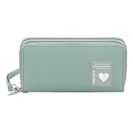[87785.3] BILLETERA TRENDY DOBLE CIERRE PU MENTA (30249)