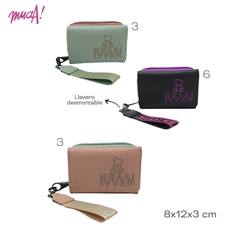 [87949.2] BILLETERA MUAA CON LLAVERO PU MENTA (28724) 9X13X5 CM
