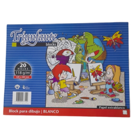 [308960] BLOCK TRIUNFANTE PARA DIBUJO N°5 BLANCO 20 HOJAS