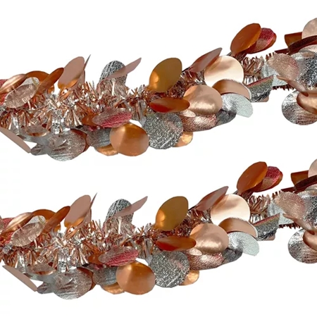 [59.52657-1] BOA NAVIDEÑA K&K MONEDAS METALIZADA DORADO / PLATA (NS352657) 6CM X 2M