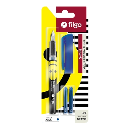 [81517] BOLIGRAFO  PLUMA FILGO CON TAPA + 2 CARTUCHOS (SMFV-B1-003 FV-SM-B2)