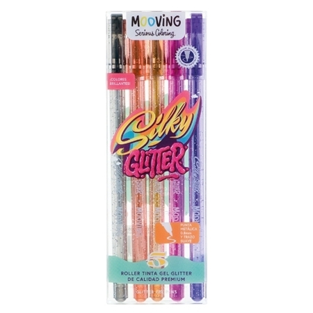 [503547413] BOLIGRAFO  ROLLER GEL MOOVING SILKY GLITTER 5 UNID. (3071605) ESTUCHE