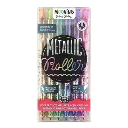 [503547414] BOLIGRAFO  ROLLER GEL MOOVING METALLIC OUTLINER RETRACTIL 6 UNID. (3081306) ESTUCHE