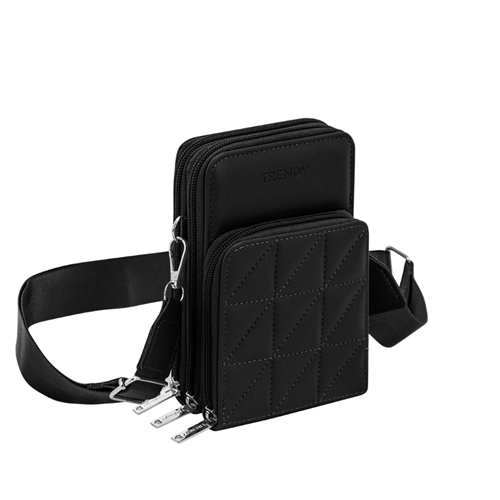 [87413] BOLSO PORTA CELU TRENDY DOBLE CIERRE NEGRO (18815)