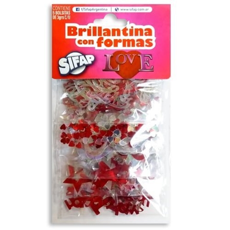 [300016-1] BRILLANTINA CON FORMA SIFAP LOVE 5 UNID. BLISTER