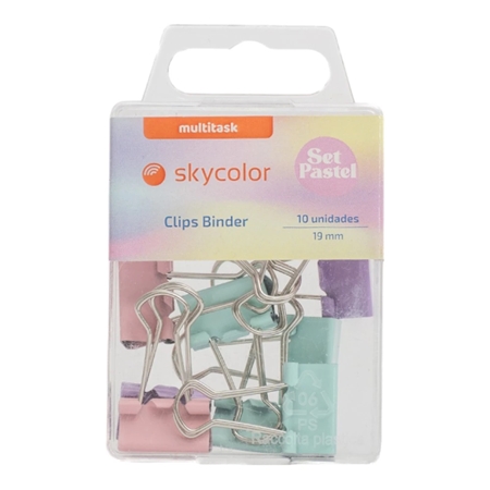 BROCHES BINDER CLIPS SKYCOLOR 19 MM PASTEL 10 UNID. (CB1910P)