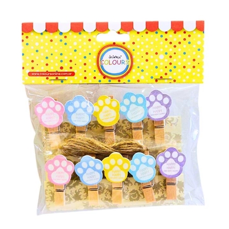 [L76547-1] BROCHES DECO COLOURS MINI CON FORMAS MADERA 10 UNID. (26078)