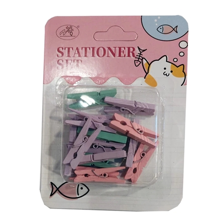 [201528] BROCHES DECO PASTEL MADERA LILA / ROSA / VERDE / SURTIDO 16 UNID. (9041) BLISTER