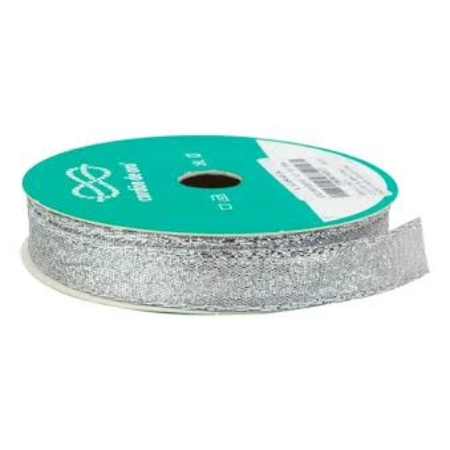 [110865] CINTA CORDON DE ORO LUREX 10 MM PLATA 1 M