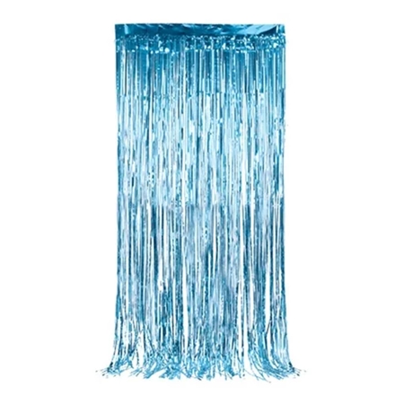 [05134] CORTINA DECORATIVA 1X2 M METALIZADA CELESTE