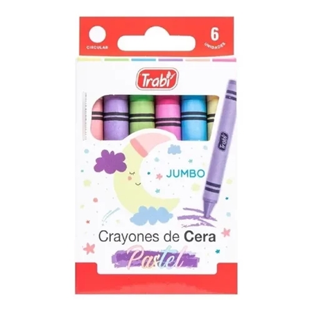 CRAYONES TRABI JUMBO PASTEL 6 UNID.