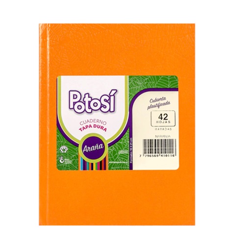[306146-LISO-NAR] CUADERNO POTOSI 16X21 CM ARAÑA NARANJA 42 HOJAS T/DURA LISO
