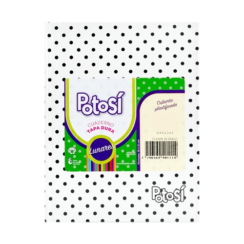 [306146-RAY-BCO] CUADERNO POTOSI 16X21 CM LUNAR BLANCO 42 HOJAS T/DURA RAYADO