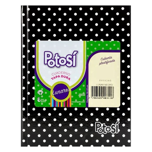 [306146-RAY-NEG] CUADERNO POTOSI 16X21 CM LUNAR NEGRO 42 HOJAS T/DURA RAYADO