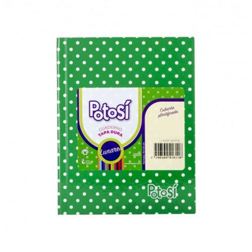 [306146-RAY-VER] CUADERNO POTOSI 16X21 CM LUNAR VERDE 42 HOJAS T/DURA RAYADO