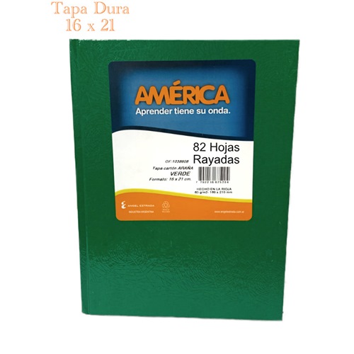 [306083] CUADERNO AMERICA 16X21 CM ARAÑA VERDE 82 HOJAS T/DURA RAYADO
