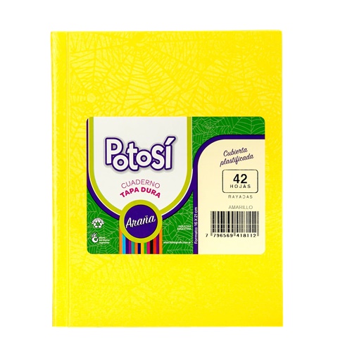 [306144-1] CUADERNO POTOSI AMARILLO 84 HOJAS T/DURA RAYADO