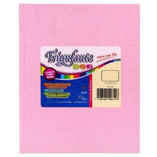 [306219-RAY-ROS] CUADERNO TRIUNFANTE 123 N°3, 19X24 CM ARAÑA ROSA 50 HOJAS T/DURA RAYADO