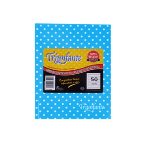 [306213-RAY-CEL] CUADERNO TRIUNFANTE 123 N°3, 19X24 CM LUNAR CELESTE 50 HOJAS T/DURA RAYADO