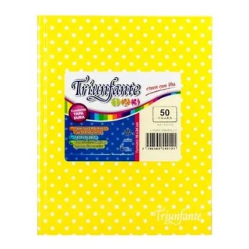 CUADERNO TRIUNFANTE 123 N°3, 19X24 CM LUNAR AMARILLO 50 HOJAS T/DURA RAYADO
