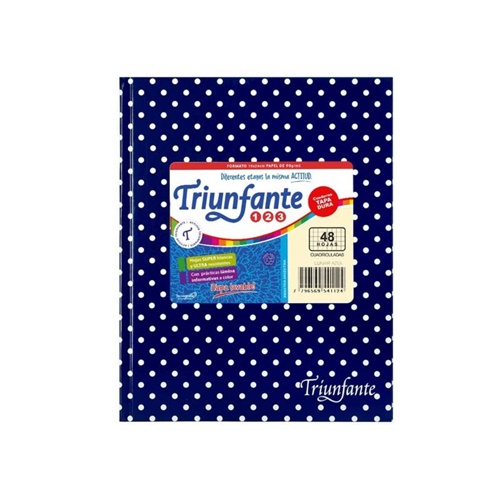CUADERNO TRIUNFANTE 123 N°3, 19X24 CM LUNAR AZUL 50 HOJAS T/DURA RAYADO