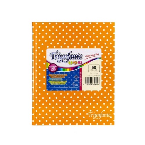 CUADERNO TRIUNFANTE 123 N°3, 19X24 CM LUNAR NARANJA 50 HOJAS T/DURA RAYADO