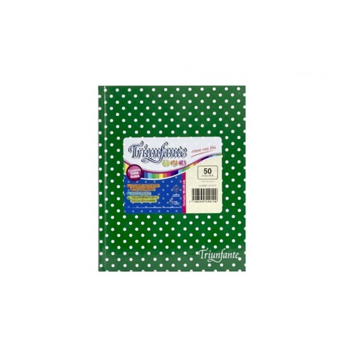 [306213.1] CUADERNO TRIUNFANTE 123 N°3, 19X24 CM LUNAR VERDE 50 HOJAS T/DURA RAYADO