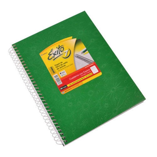 [006610075-1] CUADERNO  ÉXITO E7 21X27 CM ARAÑA VERDE 60 HOJAS (102576) T/DURA ESPIRAL RAYADO