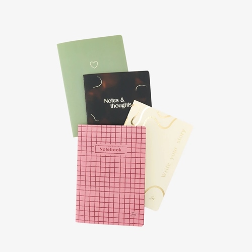 [201572] CUADERNOS FW MINIMAL COLLECTION 14X21 CM 4 UNID. (201357) COSIDO PUNTEADO, RAYADO, CUADRICULADO, LISO 80 G/M2