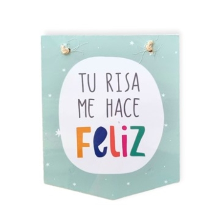 [84509] CUADRO DECOZU BANDERIN CON FRASE 20X24 CM MADERA (7280)
