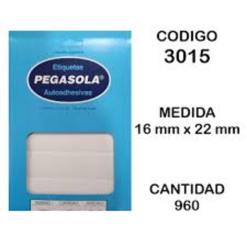 ETIQUETAS ADHESIVAS PEGASOLA 16X22MM 1 PLANCHA (3015)