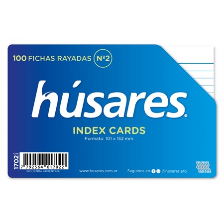 [308270] FICHAS HUSARES N° 2, 101X152MM 100 UNID. (1702) RAYADAS