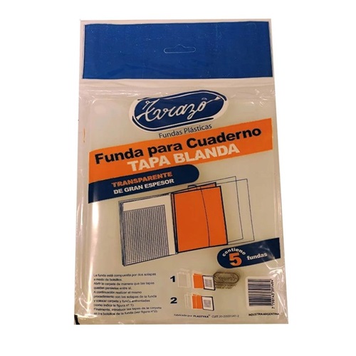 [309351] FUNDA PARA CUADERNO TAPA BLANDA TRAZO 16X21CM 1 UNID.
