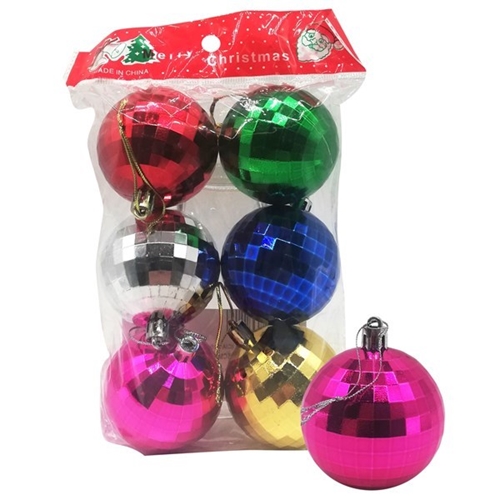 [B0007001] GLOBO NAVIDEÑO N°5 FACETADO MULTICOLOR 6 UNID.