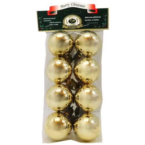 [N33208-2] GLOBO NAVIDEÑO NADHAL N°4 DORADO 8 UNID. (304-D)