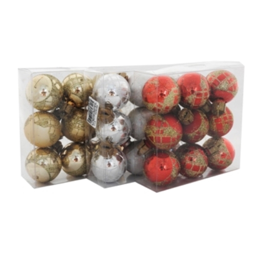 [N68007] GLOBO NAVIDEÑO NADHAL N°4 LISO BRILLANTE 9 UNID. (23450-S)