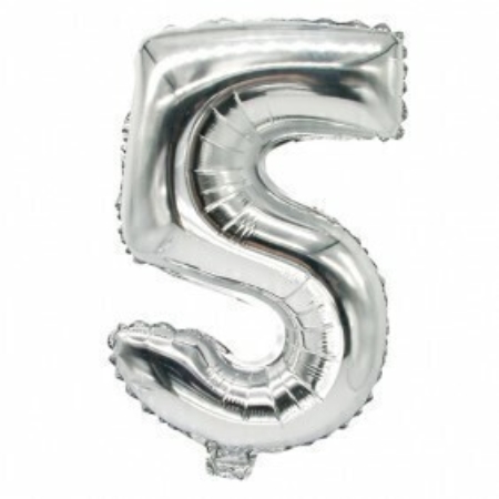 [20018] GLOBOS NUMERO 36 CM METALIZADO PLATEADO
