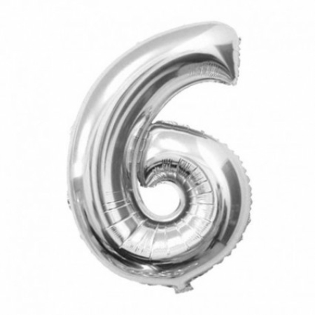 [20019] GLOBOS NUMERO 36 CM METALIZADO PLATEADO