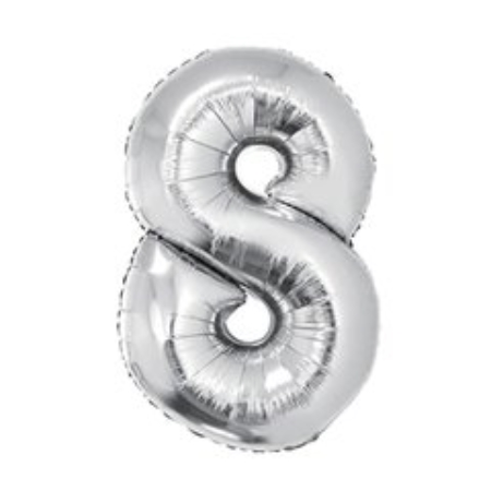 [20023] GLOBOS NUMERO 36 CM METALIZADO PLATEADO